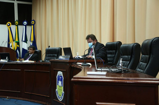 Laudir e Juscelino comandam sessão remota na Câmara (Imagem: Humberto Martins)