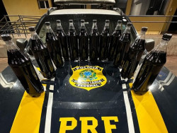 PRF apreende em cocaína dissolvida em suco de uva