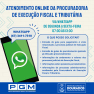 Procuradoria de Execução Fiscal disponibiliza atendimento via WhatsApp