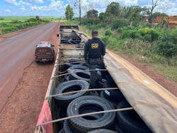 DOF apreende mais de 120 pneus de caminhão avaliados R$ 500 mil