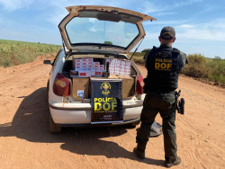 Polícia apreende veículo carregado com 300 pacotes de cigarros