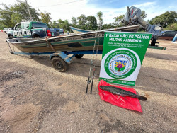 Pescador sem licença é preso com petrechos ilegais no Rio Miranda