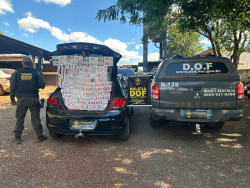 Polícia apreende carro com 400 pacotes de cigarros do Paraguai