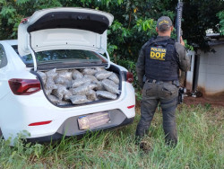 DOF apreende Onix com quase 300 quilos de drogas em Iguatemi
