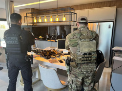 Em ação contra o tráfico, PF apreende R$ 15 mil e armas em casa de luxo