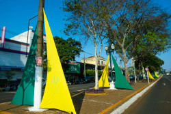 Vândalos picham flâmulas na decoração de 7 de Setembro na Marcelino Pires