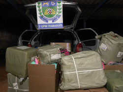 Polícia Militar apreende mercadorias contrabandeadas do Paraguai em distrito