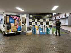 DOF apreende veículos lotados de produtos contrabandeados do Paraguai na MS-164