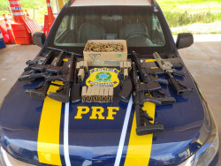 PRF apreende 587 quilos de cocaína, 6 fuzis e 1.400 munições em tambores