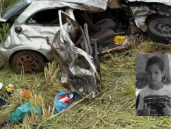 Batida frontal entre carro e caminhão prancha mata criança de 11 anos em MS