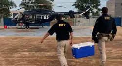 Com helicóptero, PRF faz transporte de urgência de órgãos para transplante