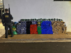DOF apreende 900 quilos de drogas em veículo colidido em marquise de ponte