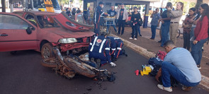 Simulação de acidente chama atenção para segurança no trânsito em Dourados