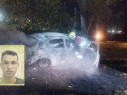 Pai morre e filho fica ferido após Gol perder controle em rotatória e bater em árvore