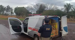 Homem é preso pela PRF transportando 1,5 t de maconha em falsa ambulância