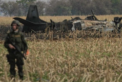 Avião que caiu em plantação na Capital (Campo Grande News)