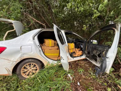 Com carro carregado de droga, dupla tenta jogá-lo em córrego e acaba presa
