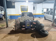 Polícia apreende cigarros e pneus paraguaios na fronteira com o Paraguai