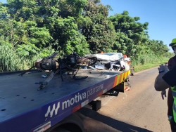 Colisão entre moto e carro da concessionária termina em morte na BR-163