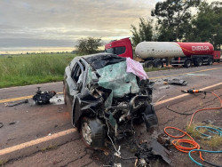 Jovem morre após batida frontal com caminhão-tanque entre Ivinhema e Deodápolis