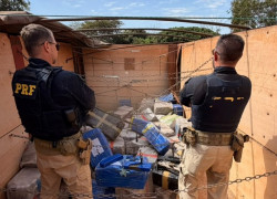 PRF apreende 3,2 toneladas de maconha e prende caminhoneiro na BR-376