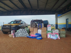 Mulher é flagrada pela PMR com diversos produtos do Paraguai em Maracaju