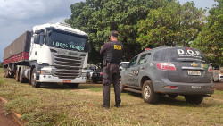 Caminhão recuperado pela polícia (Imagem: DOF)