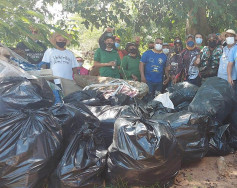 Duas toneladas de resíduos são retiradas do Rio Aquidauana