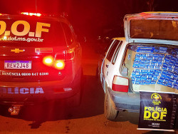 DOF apreende carro com cigarro e localiza entreposto de contrabandistas