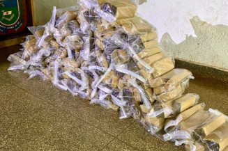 Droga apreendida em Ponta Porã pesou 107 quilos (Imagem: Polícia Militar)