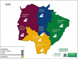 Veja no mapa a previsão para Dourados e todo Estado (Imagem: Subcom)
