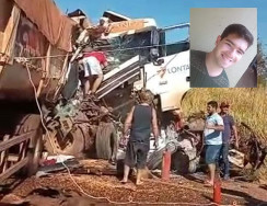Acidente entre carretas mata douradense que estava de carona com avô