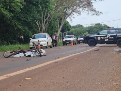 Ciclista morre atropelado por Golf na BR-376 em Fátima do Sul