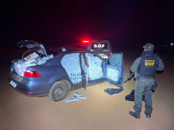 Carro furtado em SP “cai” em MS abarrotado de cigarro paraguaio