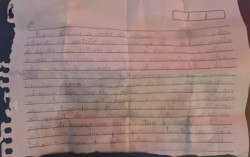 Bilhete com pedido de resgate foi apreendido pela polícia. (Foto: Divulgação | PCMS)