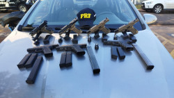 PRF e SIG apreendem sete pistolas em carro de locadora em Dourados